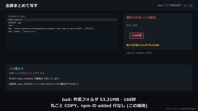 アプリをコンテナにする の動画のワンシーン