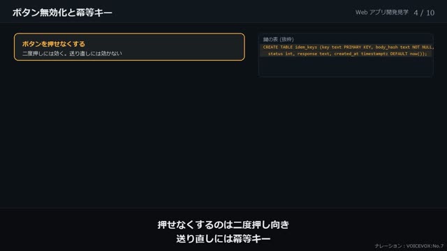 二重送信と冪等キー の動画のワンシーン
