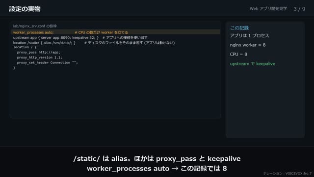 Web サーバとアプリサーバ の動画のワンシーン